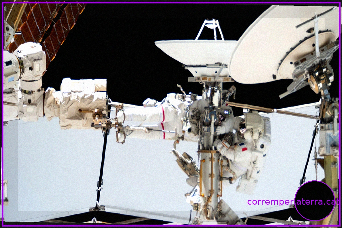 Astronautas Anil Menon y Sophie Adenot en Caminata Espacial